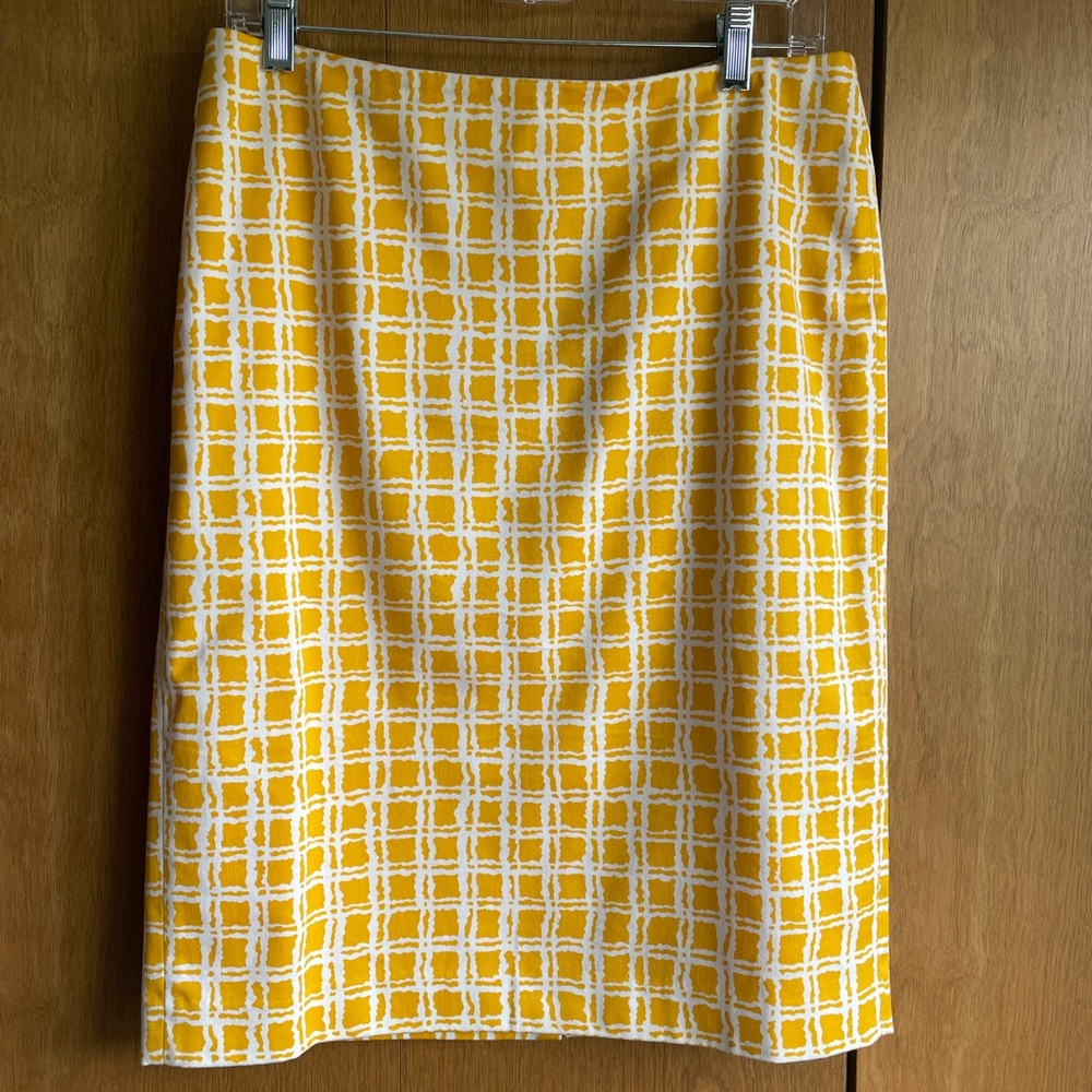 Talbots yellow and white Pencil Skirt, size 8
